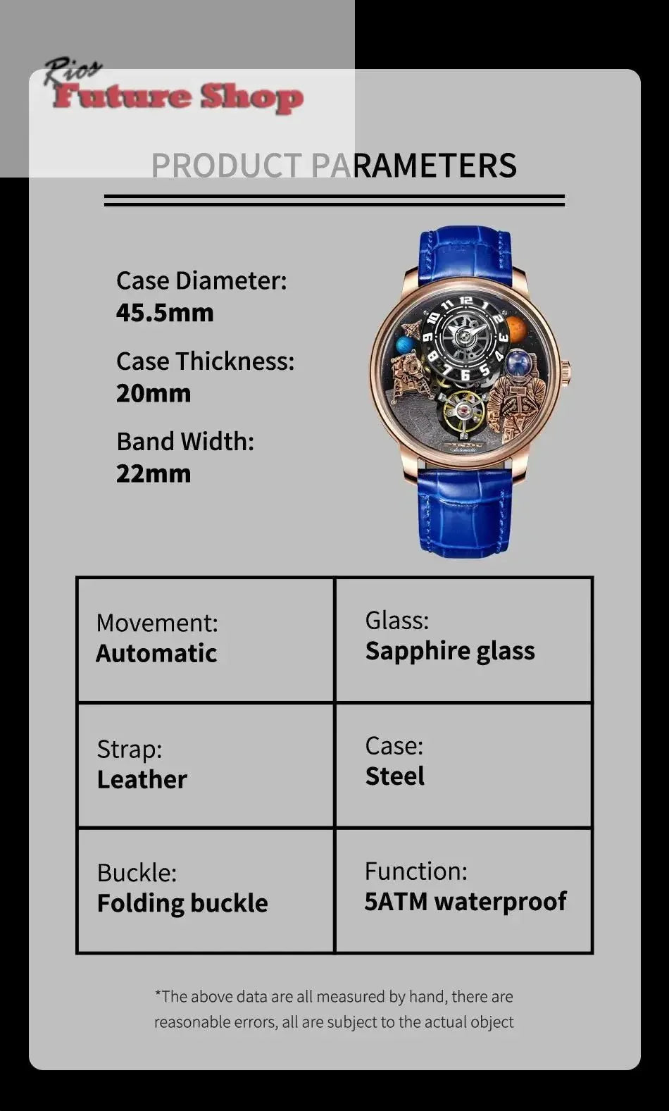 Relógio masculino de luxo totalmente mecânico à prova d'água - Rios Future Shop