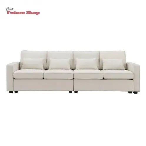 Seater Modern Linen Fabric Sofa With Armrest Pockets And 4 Pillows,Minimalist Style Couch For Living Room, Apartment, Office,3 Colors - Rios Future Shop