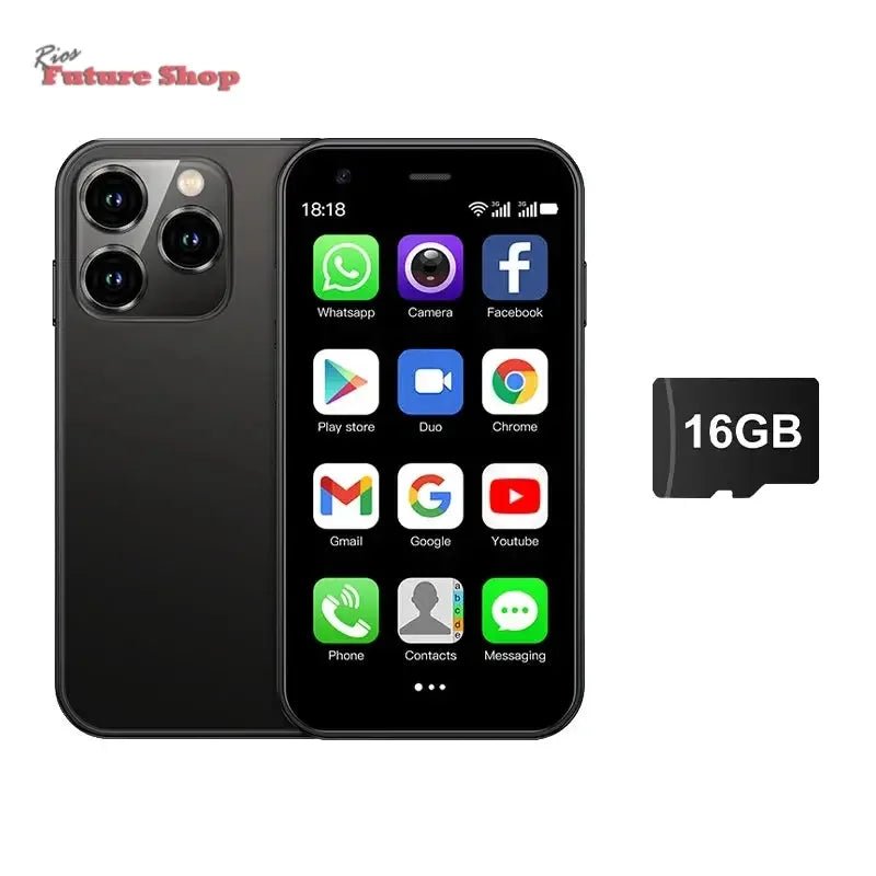 SERVO 15SE Mini Smartphone 3G WCDMA Android System WiFi Hotspot Play Store 3.0" Display Small Palm Smart Phones Dual SIM Standby - Rios Future Shop