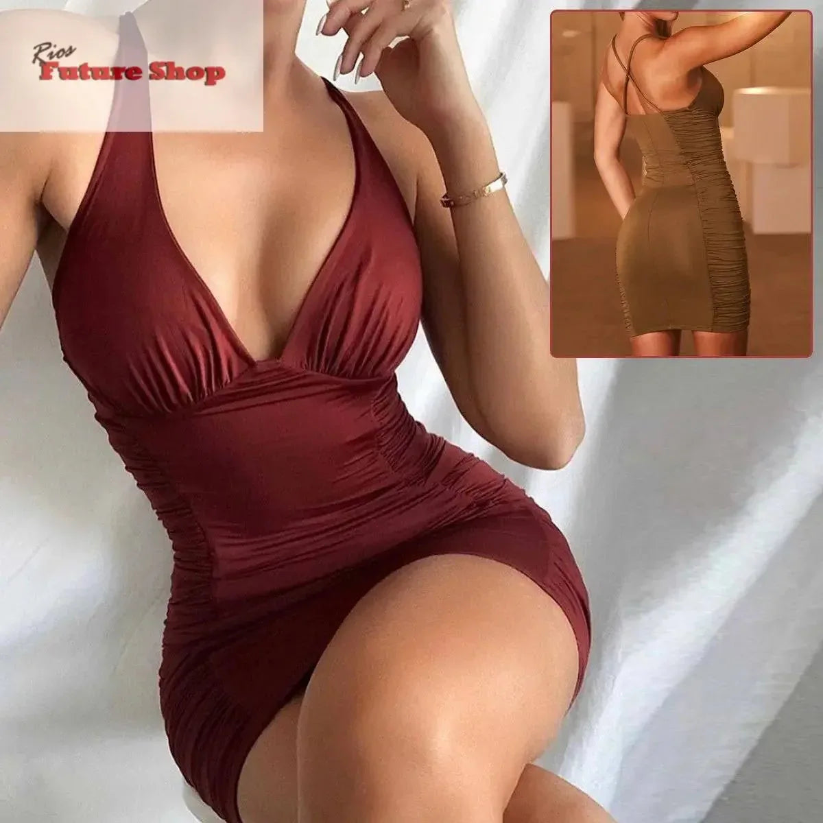 Sexy Deep V-neck Backless Dress - Rios Future Shop