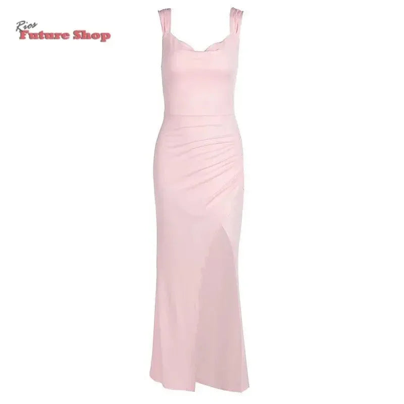 Sleeveless Slim Dress with Slit and Italian Design - Rios Future Shop