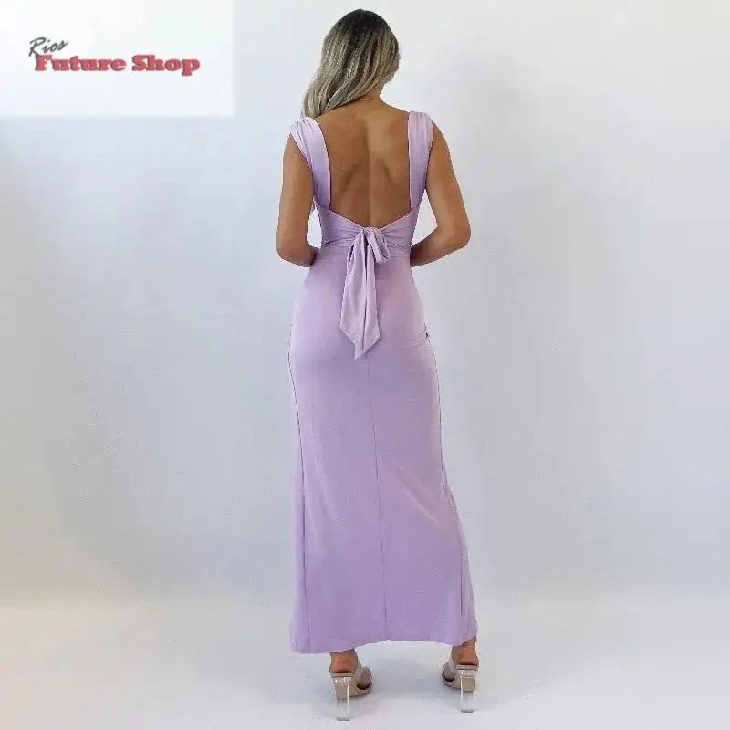 Sleeveless Slim Dress with Slit and Italian Design - Rios Future Shop