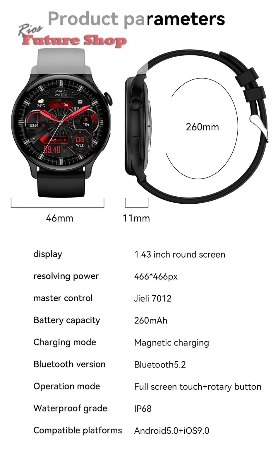 Smart Watch 466*466 HD Health Tracker For Xiaomi - Rios Future Shop