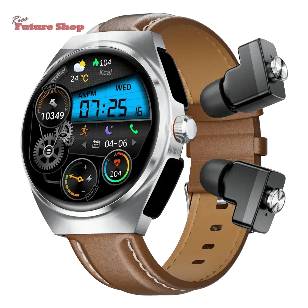 Smart Watch Leather Band with Earbuds 2 in 1 - Rios Future Shop