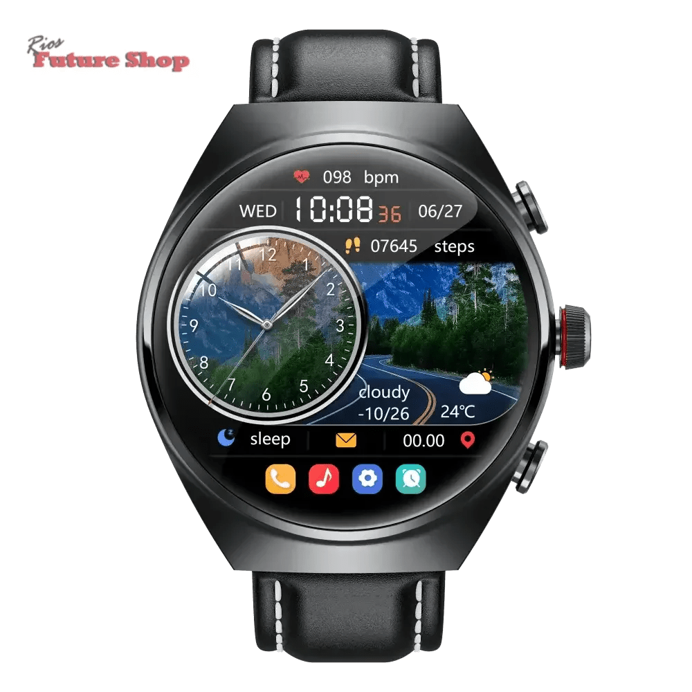 Smart Watch Leather Band with Earbuds 2 in 1 - Rios Future Shop