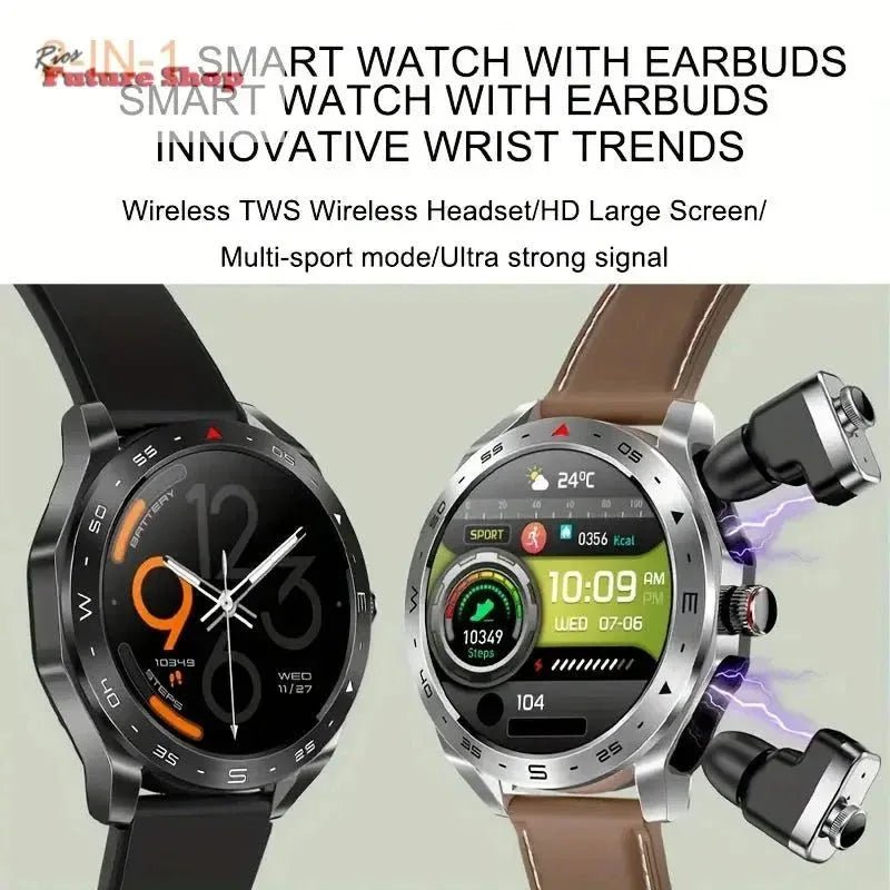 2024 New Smart Watch TWS 2-in-1 Bluetooth Earphones HIFI 9D Sound Quality Male and Female Health Exercise Tracker Smartwatches - Rios Future Shop