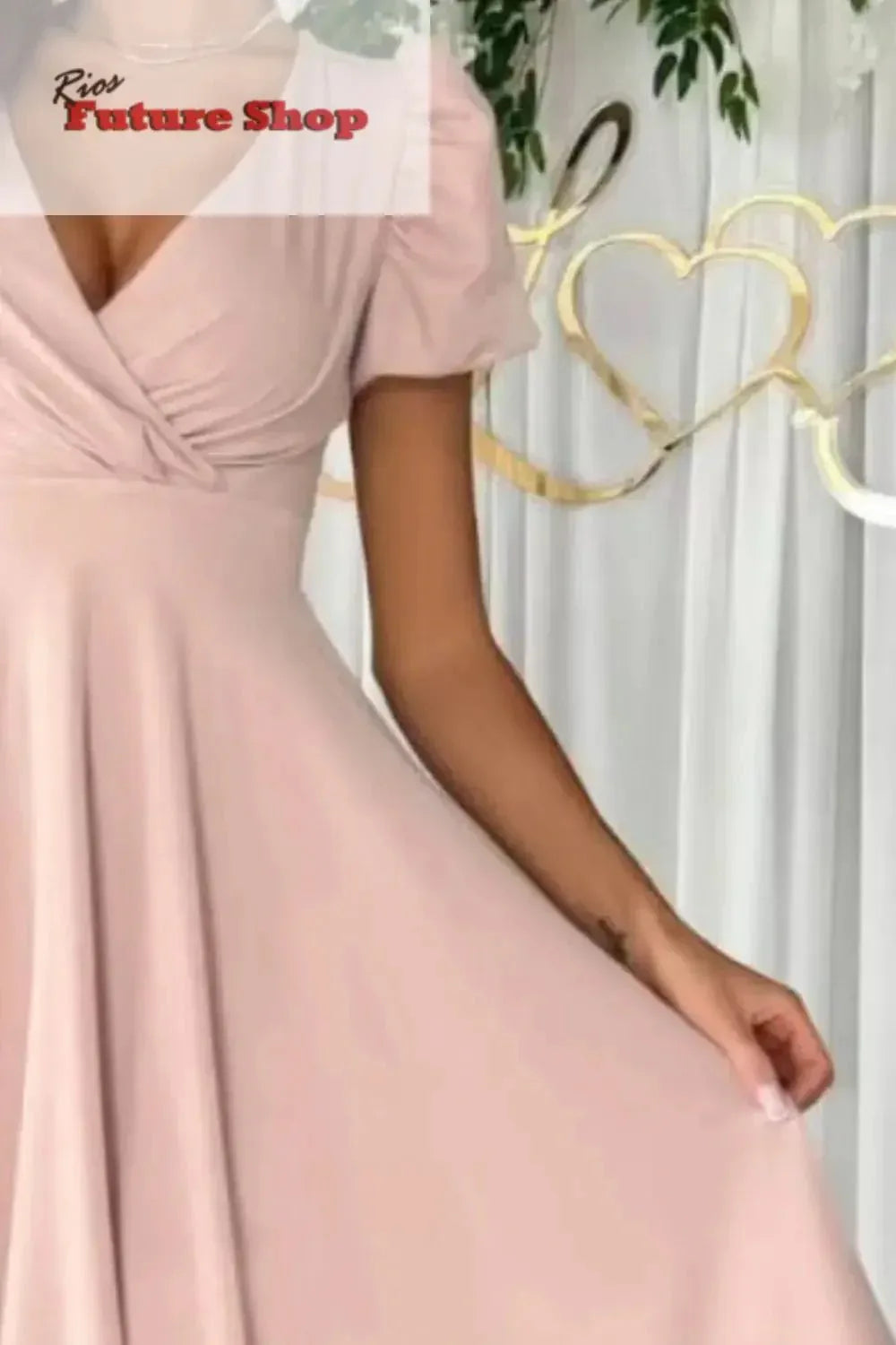 Surplice Puff Sleeve Midi Dress - Rios Future Shop