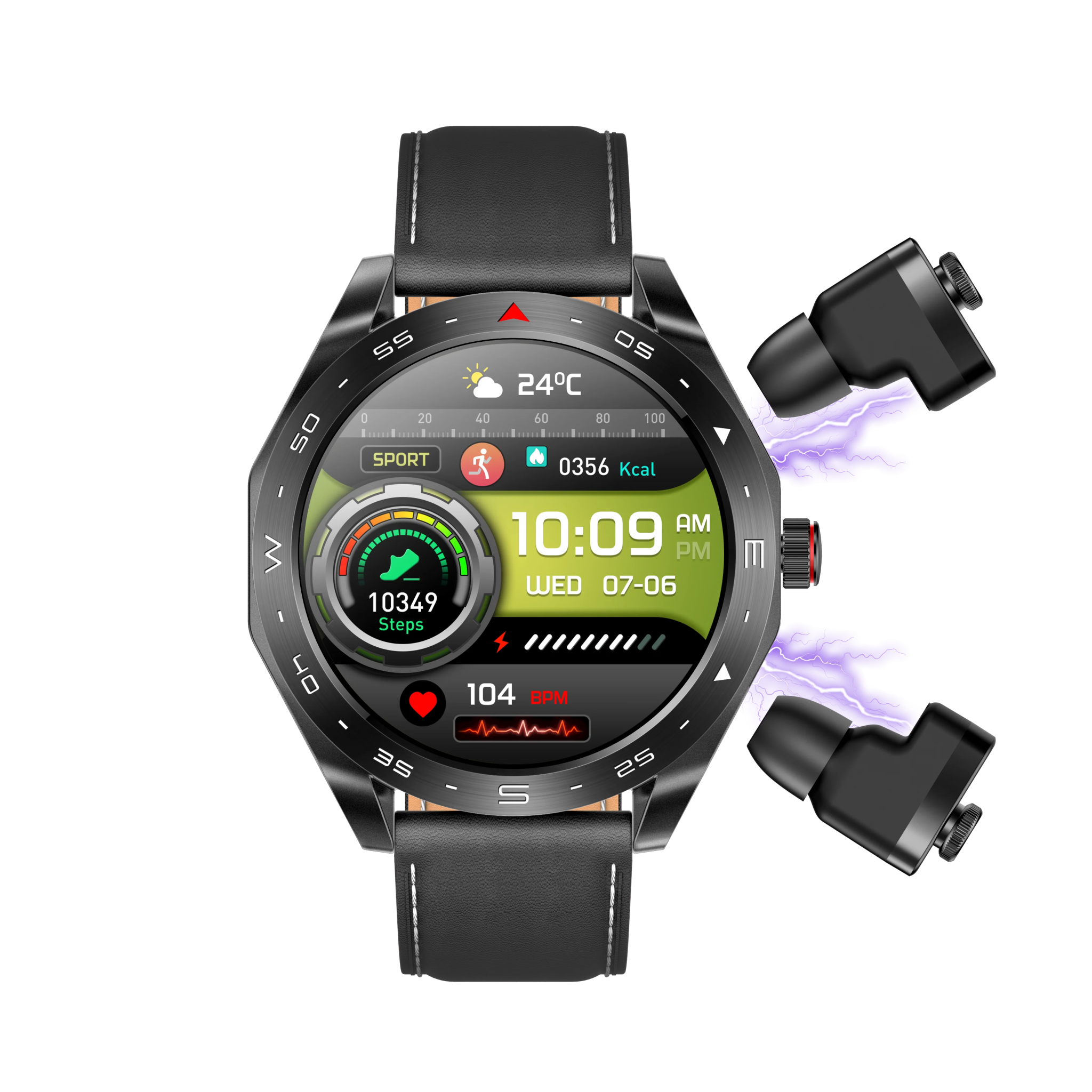 T95 Smart Watch With Earbuds TWS 2 in 1 - Rios Future Shopsmartwatches191288010:-11Black Leather