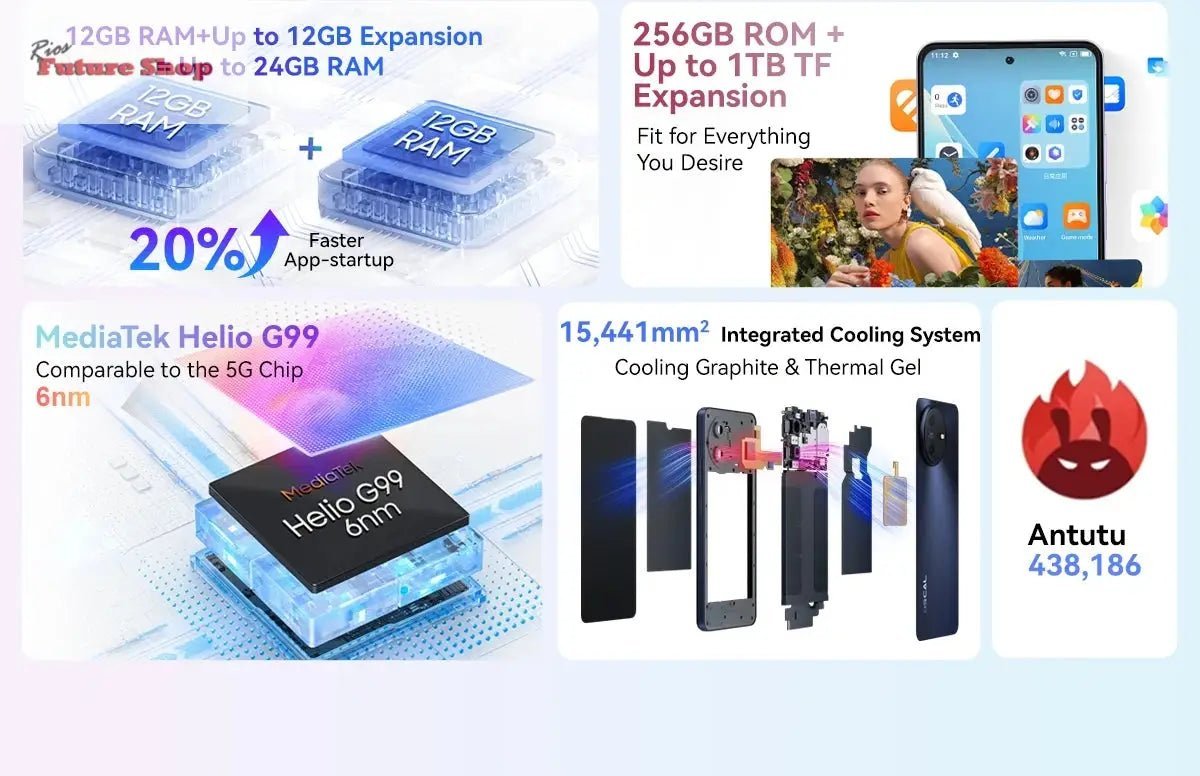 TIGER 12 Smartphone 5000mAh Battery 8GB/12GB,128GB/256GB 6.78'' DSersUSA