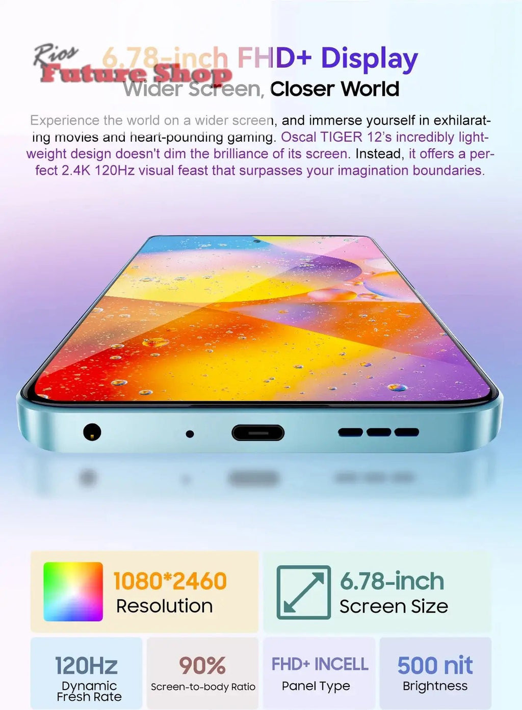 TIGER 12 Smartphone 5000mAh Battery 8GB/12GB,128GB/256GB 6.78'' DSersUSA