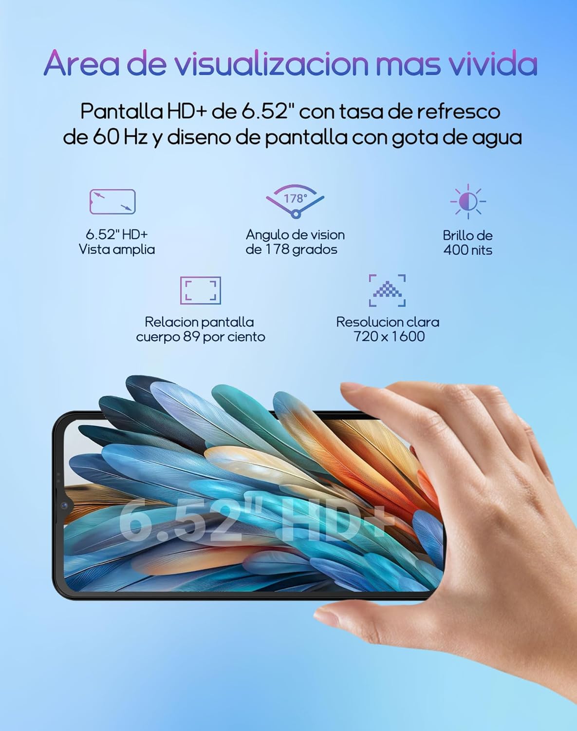 invens Note TK01 Mobile Phone, Android 12 Octa-Core Smartphone with 5.5'' Screen, Free Mobile Phones Battery 4250mAh, 8(4+4) GB+32GB 128GB Expandable, 4G Dual SIM/GPS/OTG, Blue