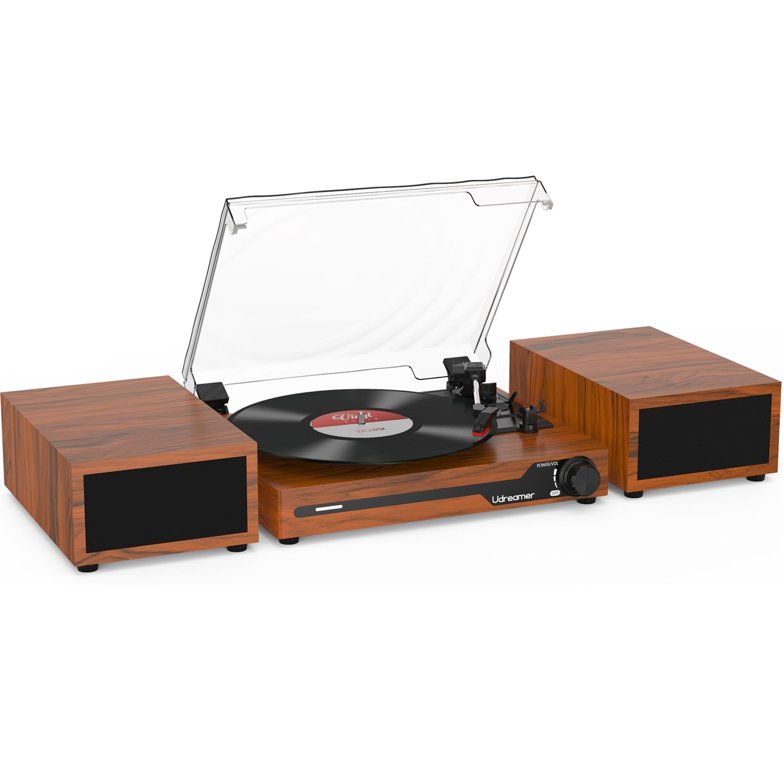Udreamer Tocadiscos con 2 Altavoces Estéreo Duales, Vintage Tocadiscos con Bluetooth 5.3 Compatible 3 Velocidades, Entrada Auxiliar, Línea RCA, USB, Reproducción Inalámbrica, Verde