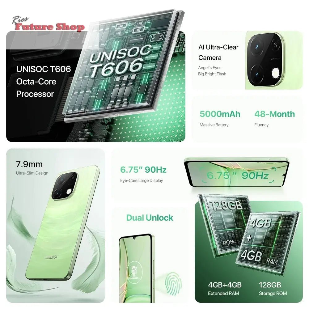 UMIDIGI G9T Android 14 Smartphone UNISOC T606  8-Core 256GB 6.75” Water Drop HD+ Display 13MP Camera 5000mAh Battery Cellphone DSers