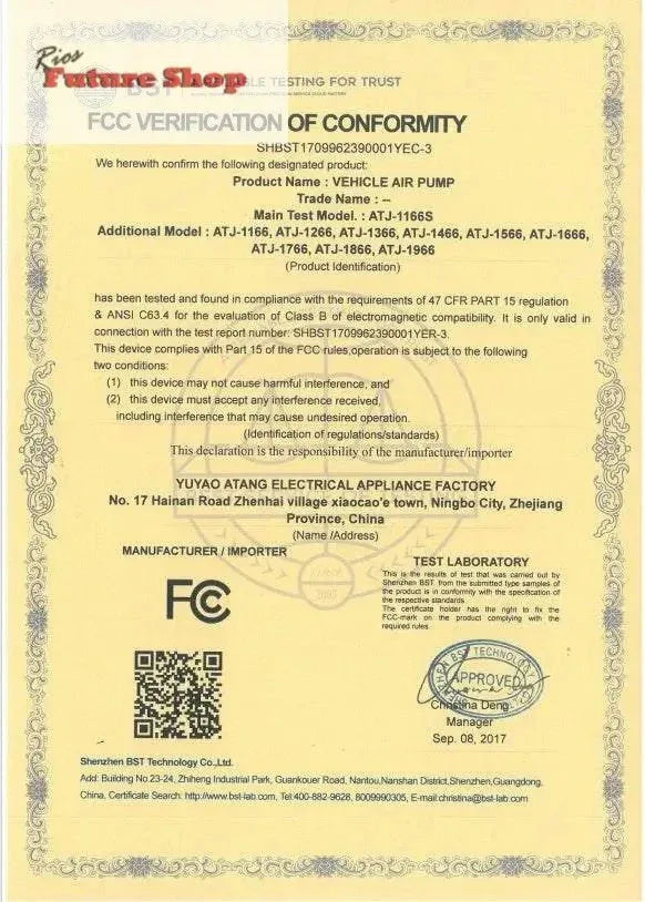 VacLife Air Compressor Tire Inflator, DC 12V Portable Air Compressor - Rios Future Shop