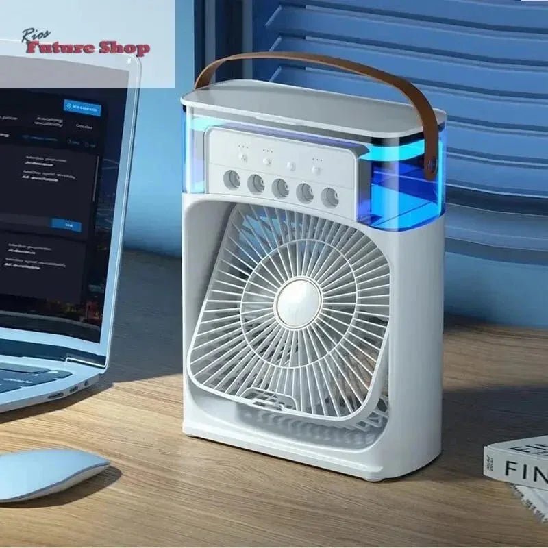 Ventilador de Aire Frío con Pulverizadores de Agua y Luz RGB - Rios Future Shop