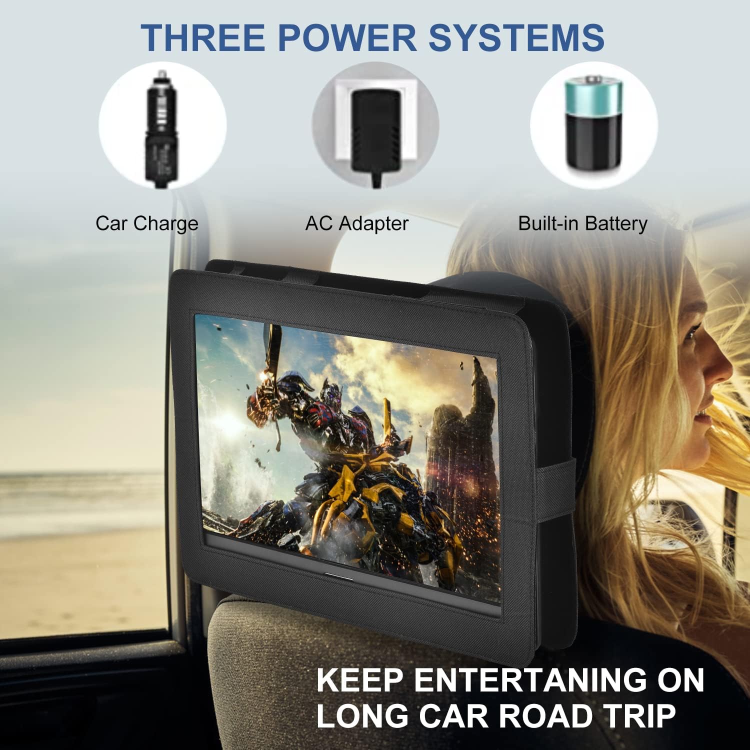 YOOHOO 16.9 Inch Portable DVD Player with 14.1 Inch Rotating Large Screen, Portable DVD Player with Rechargeable Battery for Kids Mobile Phone,Black