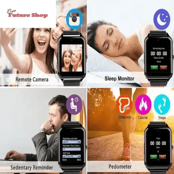 Z60 com pulseira de metal relógio inteligente e com câmera android - Rios Future Shop
